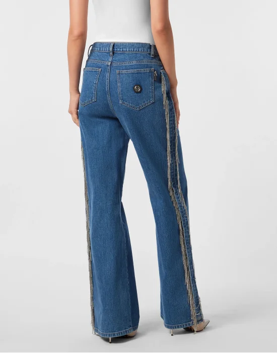 Skater Fit Jeans Crystal Fringes