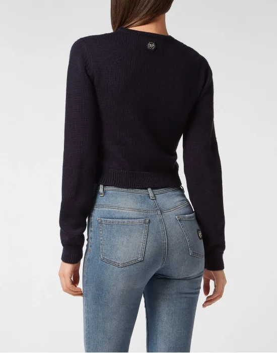 Cropped Round Neck Pullover Teddy Doorman