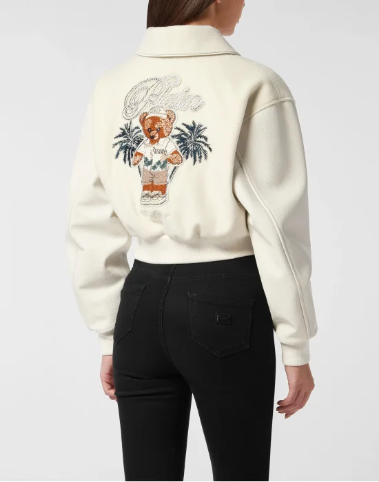 Wool and Leather College Bomber Teddy