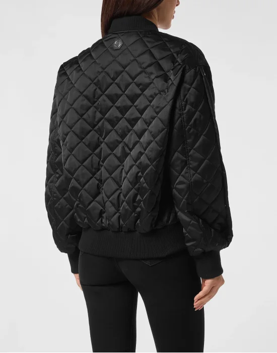 Nylon Oversize Bomber Matelasse Diamond Signature