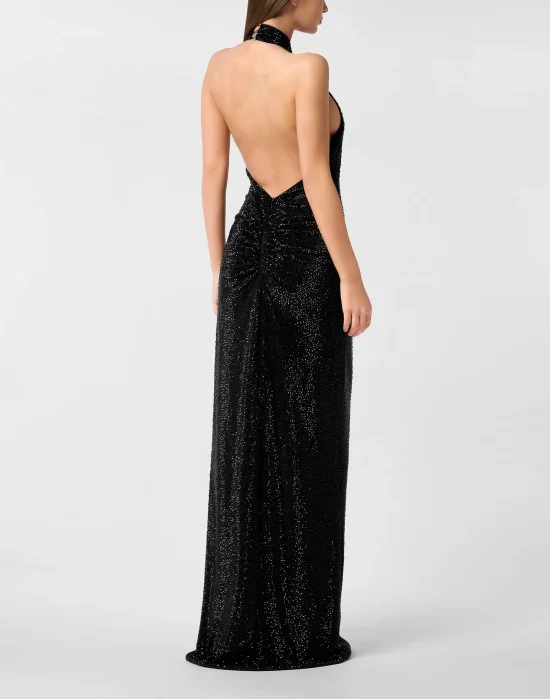 Backless Long Evening Dress Mix Strass