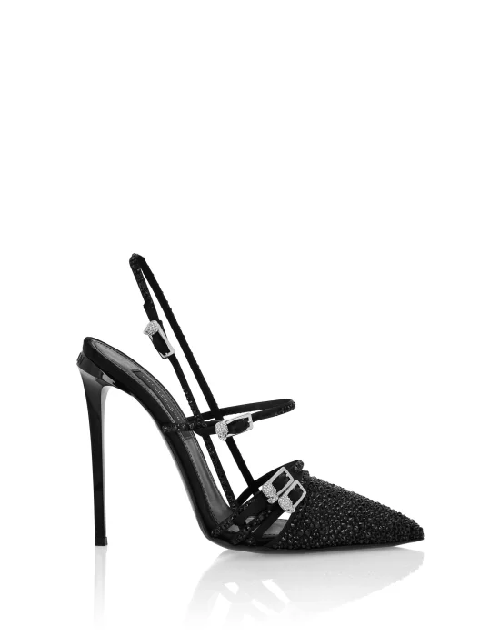 Multi-Strap High-Heel Slingbacks 12 Mix Strass