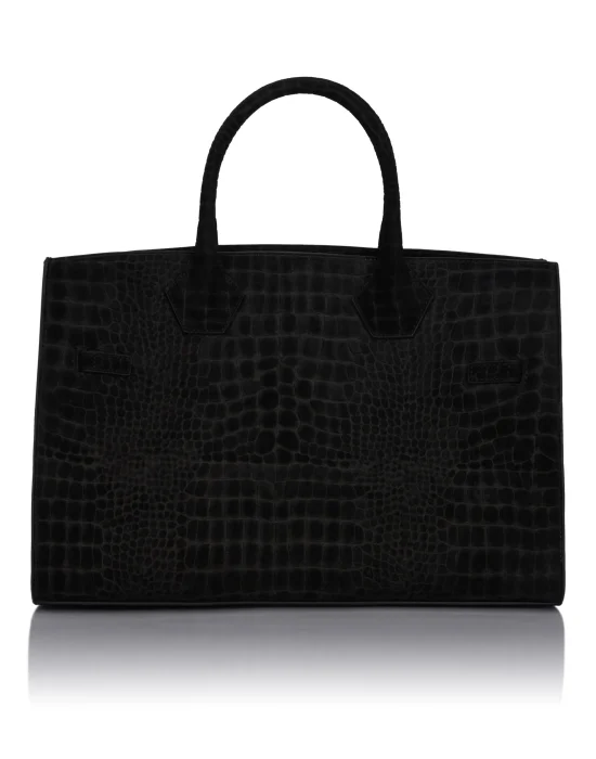 Dynasty Large Suede Top Handle Bag Cocco