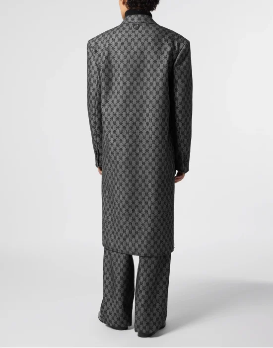 Denim Coat Jacquard Monogram