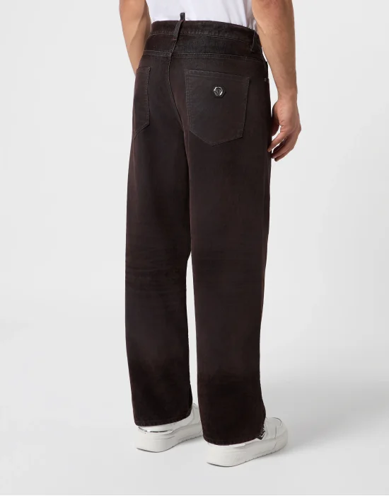 Loose Wide Fit Jeans Lasered Flock