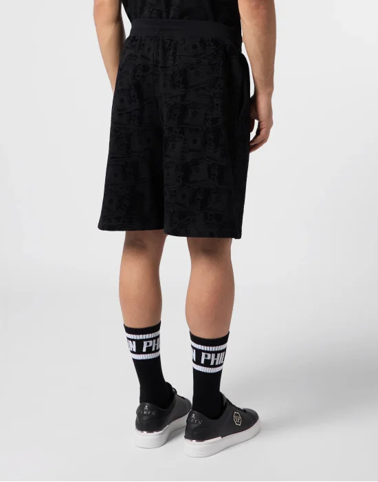 Fleece Shorts All-Over Dollar Skull