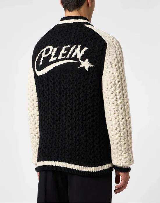 Wool Blend Knitted Bomber Plein Star