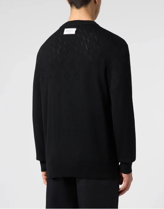 Wool Round Neck Pullover Monogram