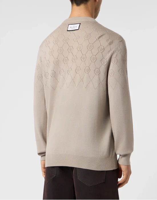 Wool Round Neck Pullover Monogram