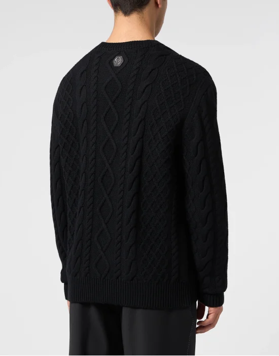 Braided Round Neck Pullover Plein Space