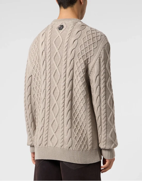 Braided Round Neck Pullover Plein Space