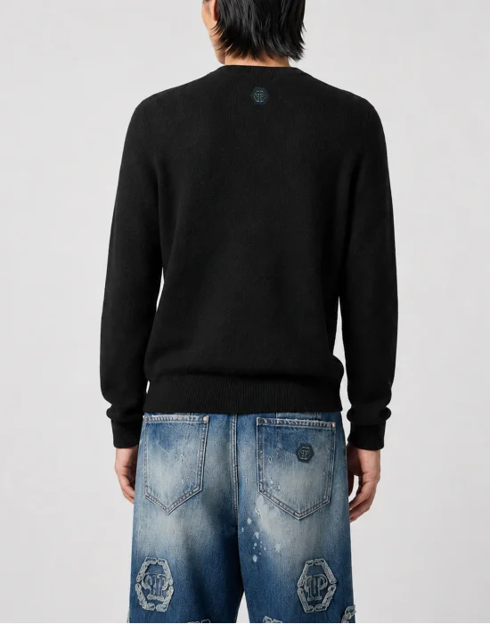 Cashmere Roundneck Pullover Skull Strass