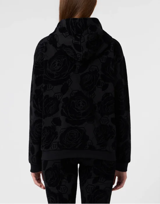 Zip Hoodie Flock Flower Monogram