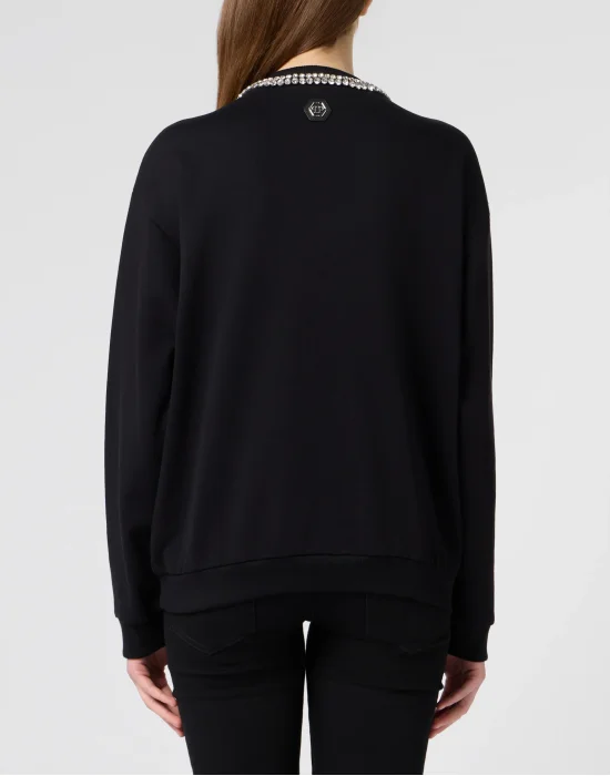 Round Neck Sweatshirt Crystal Teddy