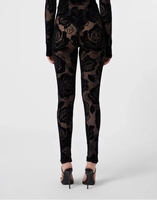 Tulle Leggings Flock Flower Monogram