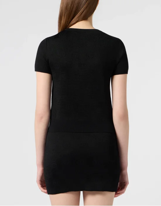 Merino Wool T-Shirt Jacquard Monogram