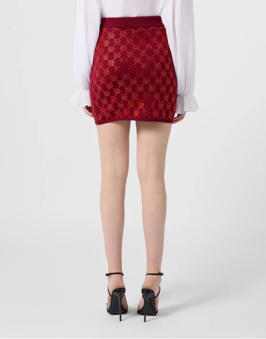 Wool Knitted Skirt Monogram Strass