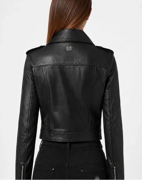 Cropped Biker Jacket Flower