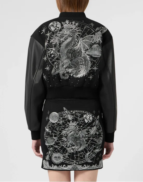 Regular Fit Bomber Strass Zodiac
