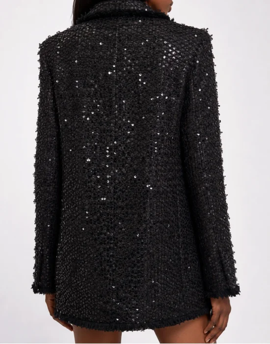 Tweed Boyfriend's Fit Blazer Paillettes