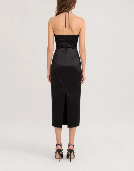Satin Midi Dress Flower