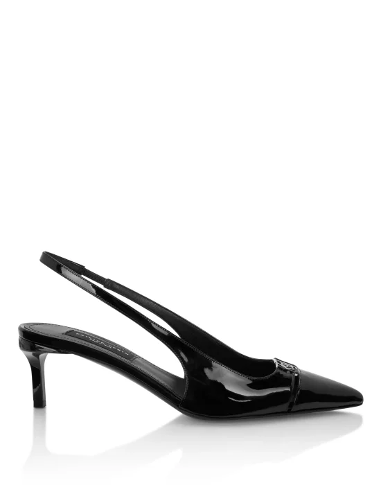 Patent Leather Slingback Mid-Heels 6