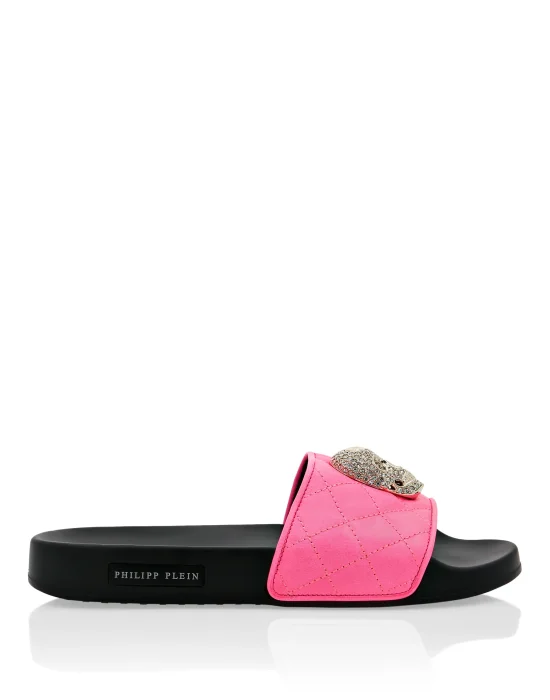 Flat gummy sandals Skull crystal