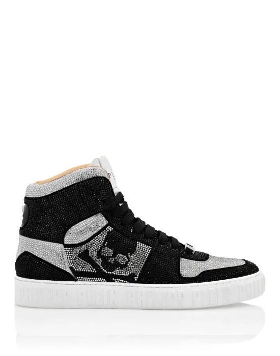 HI-TOP SNEAKERS NOTORIOUS CRYSTAL SKULL with Crystals