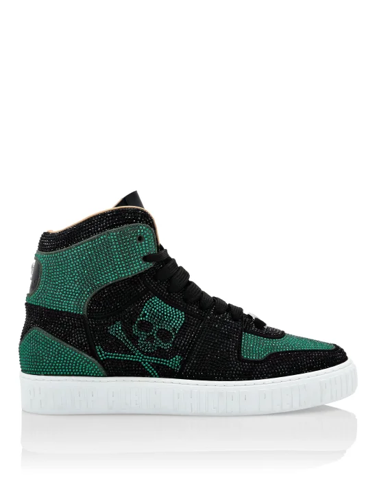 HI-TOP SNEAKERS NOTORIOUS CRYSTAL SKULL with Crystals