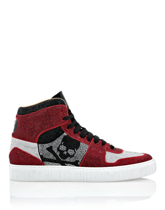 HI-TOP SNEAKERS NOTORIOUS CRYSTAL SKULL with Crystals