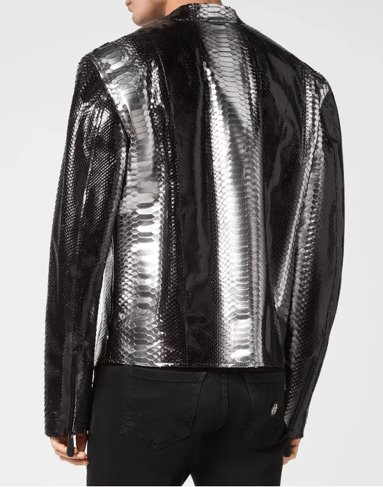 Python Leather Moto Jacket