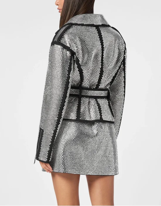 Oversized Biker Jacket Crystal