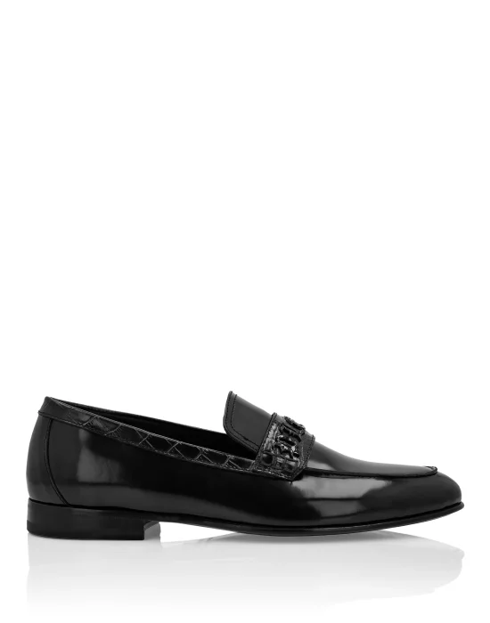 Croco Printed Leather Loafers