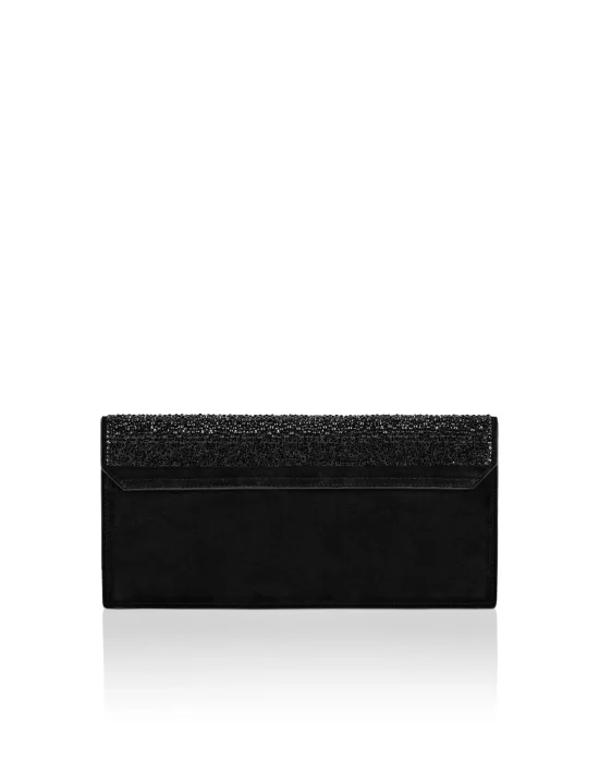 Suede Baguette Claw Clutch Mix Strass