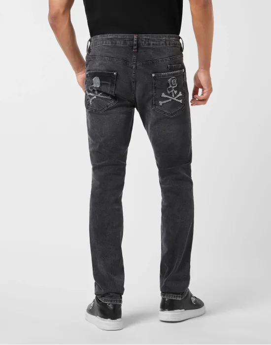 Denim Trousers Super Straight Cut Skulls