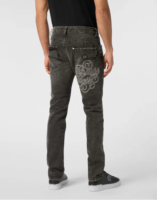 Denim Trousers Super Straight Cut Studs
