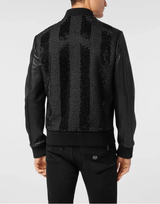 Suede Bomber Jacket LS Strass