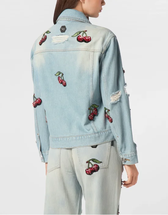 Denim Regular Jacket Cherries Destroyed