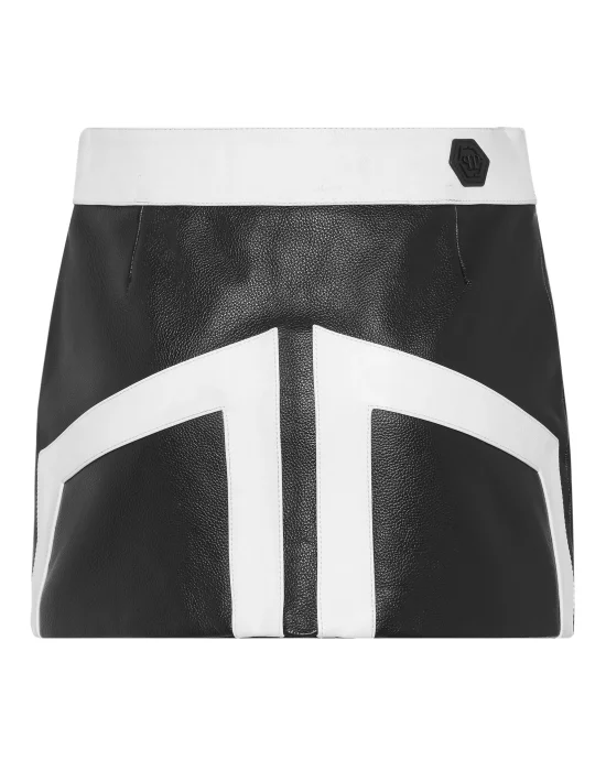 Leather  Moto Biker Mini Skirt