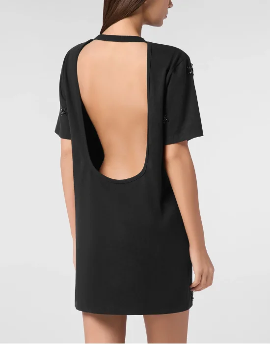 Jersey T-shirt Mini Dress Round Neck SS Stars