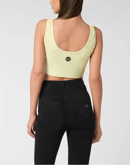 Jersey Rib Cropped Top Stones