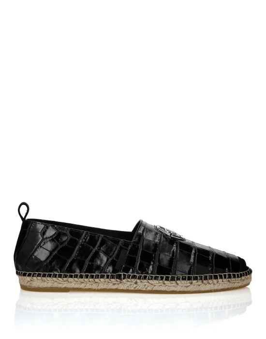 Leather Espadrillas Crocco Print Hexagon