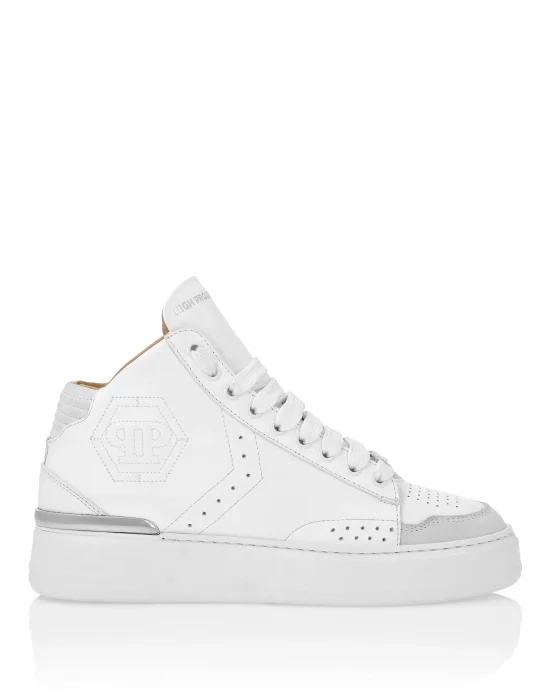 Leather Mid-Top Sneakers Hexagon