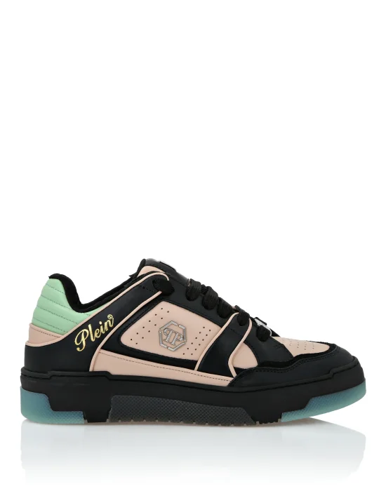 Mix Leather Lo-Top Sneakers Hexagon