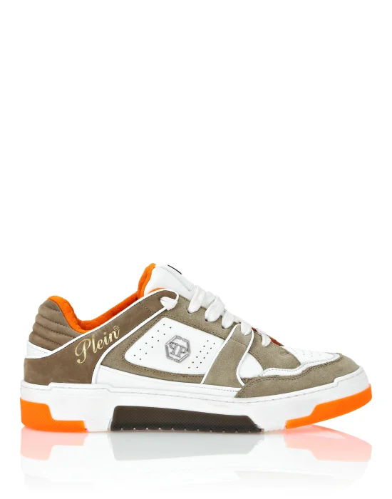 Mix Leather Lo-Top Sneakers Hexagon