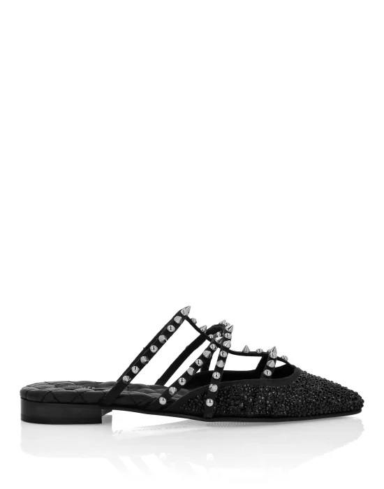Mules Flat Satin And Studs