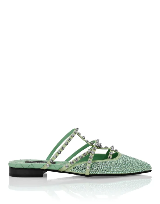 Mules Flat Satin And Studs