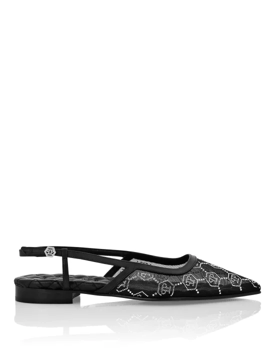 Slingback Ballet Flats Monogram Strass