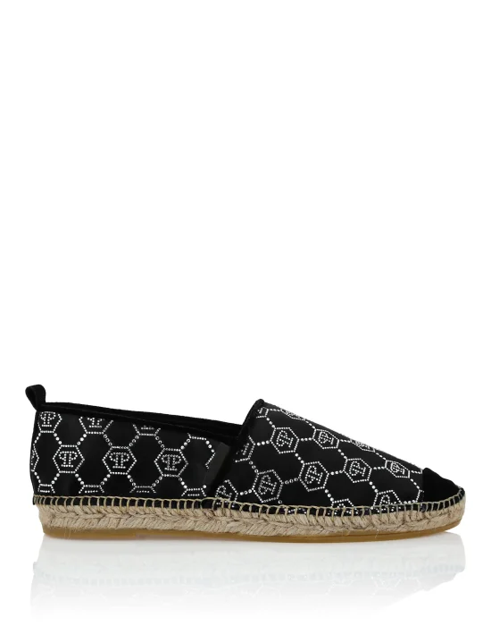 Satin Espadrillas Monogram Strass