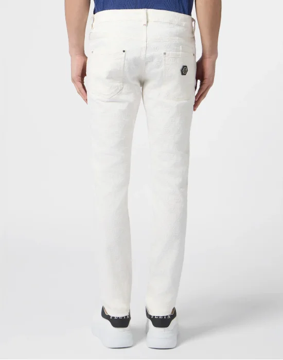 Super Straight Cut Jeans Embroidery Monogram
